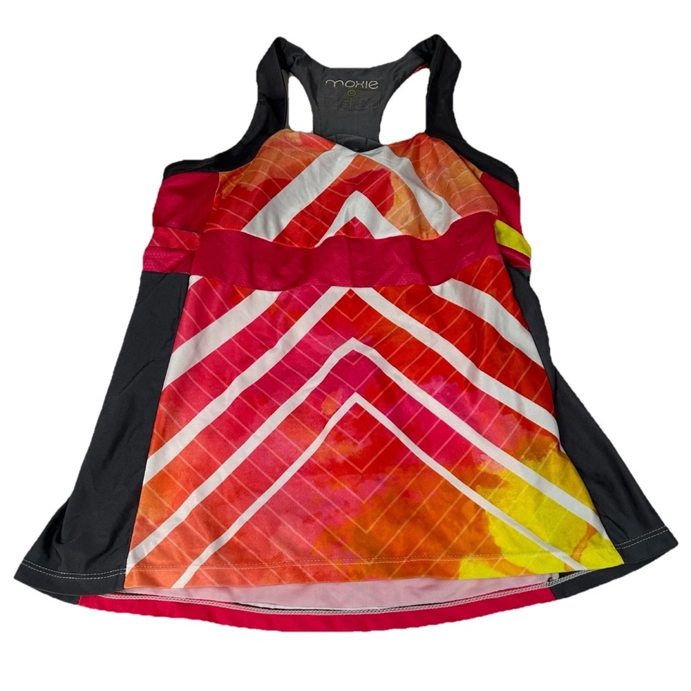 Moxie Women’s Cycling Size Medium Tank Top Pockets Orange Pink Gray #1856